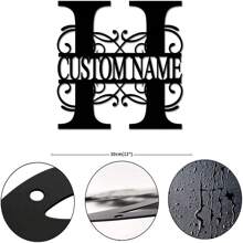 CIF BUY Nghệ thuật treo tường bằng kim loại được cá nhân hóa - Chữ cái đầu tùy chỉnh & Tên gia đình, Thiết kế chùm sáng | Đồ trang trí bằng sắt thép tái sử dụng cho nhà, hiên nhà, vườn - Nhiều màu - Xem 16