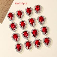 20 件 10x14 毫米泪珠彩色玻璃水晶纽扣、手工缝纫爪链边纽扣、DIY 头饰、服装、鞋子和包包缝纫配件 - 彩色 - 查看 8