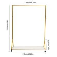 YUNRUX Clothes Rack On Wheels Gold Metal Clothes Rail Wardrobe Coat Rack With Multi-Layer Storage Plate Open Wardrobe (120 * 40 * 160cm) - Gold - View 2