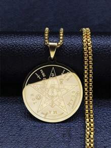 Tetragrammaton Vòng Cổ Dành Cho Nữ Thép không gỉ Ngôi Sao Pentagram Lá Bùa Chuỗi Quà Tặng - vòng cổ - Xem 6