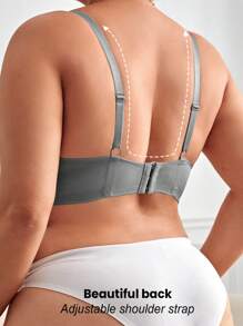 MIMILEMON Plus Size Grey Lace Underwire Bra With Lift Support - Grey - View 6