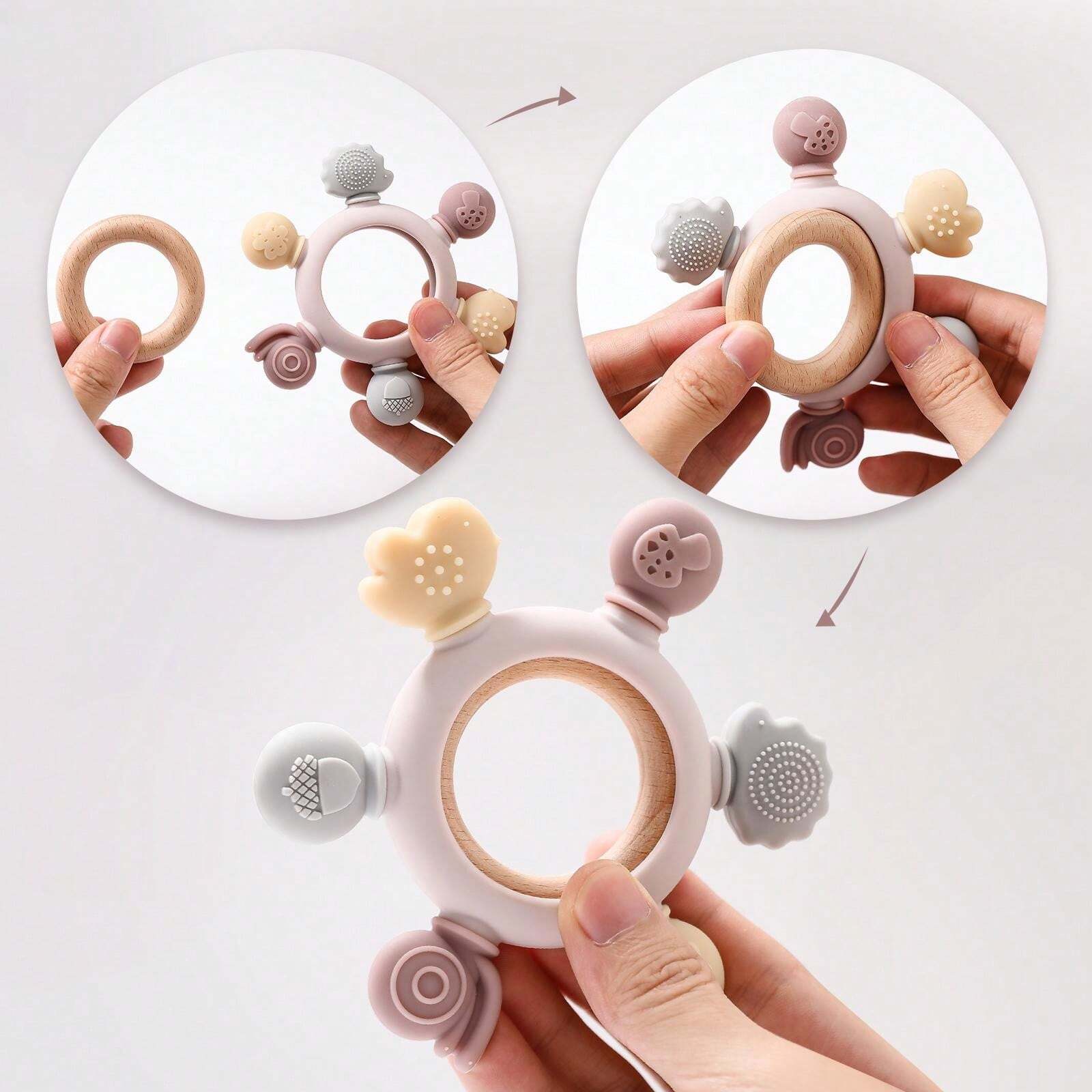 Natural Wooden Ring Teething Toy, Edibl…