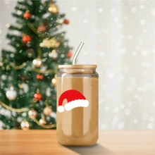 1 chiếc bình thủy tinh đựng nước hình ông già Noel và kẹo que 18,7oz tùy chỉnh có nắp, ống hút, di động, đồ uống cho tiệc Giáng sinh, món quà lý tưởng cho bạn bè và gia đình, bất ngờ đêm Giáng sinh - trong suốt - Xem 4