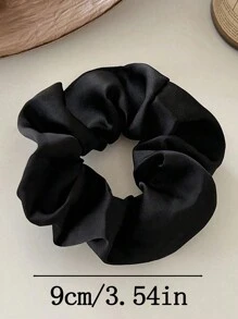 4 件/1 件女式缎面发圈，黑白棕色 9 厘米/3.54 英寸优雅马尾辫夹，百搭丝绸弹性发带，适合日常、休闲、派对、办公室、旅行 - 彩色 - 查看 3