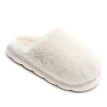 Cute Solid Color Plush House Slippers, Winter - White - View 1