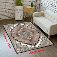 1pc Bohemian Vintage Floral Pattern Square Area Rug, For Bedroom And Living Room Decor, Indoor Use Home Decor Floor Mats Carpets Bathroom Kitchen Decor - Khaki - View 14