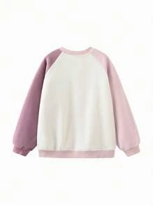 mini bala Boys' And Girls' Raglan Sleeve Long-Sleeve Sweater 2024 Fall New Collection - Pink - View 5
