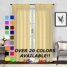 Dos (2) paneles de cortinas de ventana transparentes: juego de cortinas en diferentes longitudes (63", 84", 95", 108", 120" L) con bolsillo para barra, colores sólidos - Dorado - Ver 1