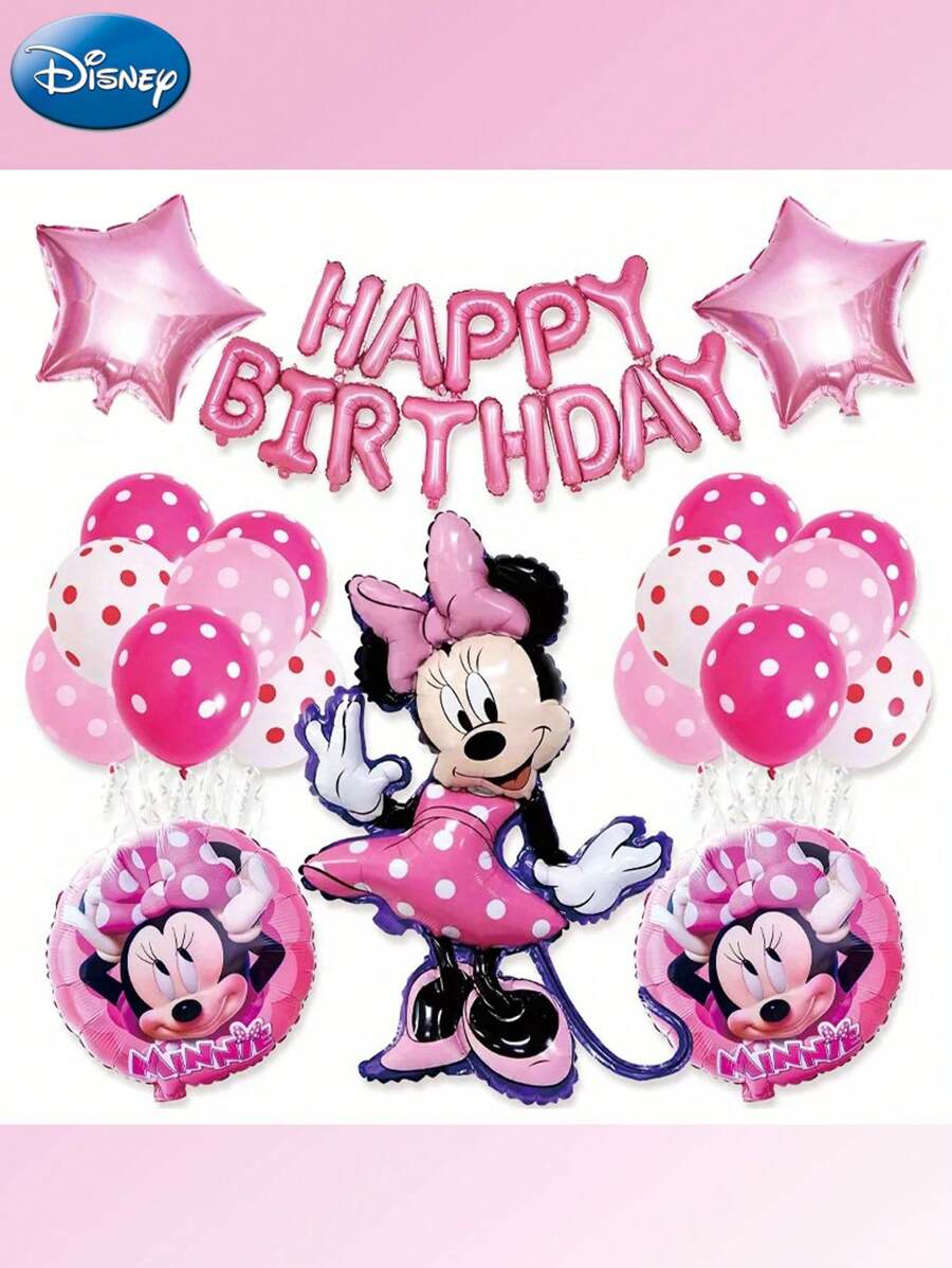 Disney 21件套粉色主题气球套装，生日派对装饰用品，适用于圣诞节、毕业典礼、订婚、结婚纪念日、纪念活动、公司活动、拍照等场合，也是馈赠亲朋好友的绝佳礼物。 - 風格3 - 查看 1