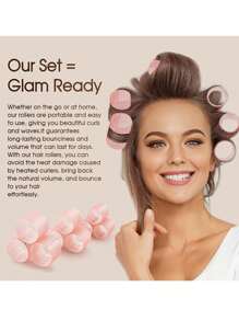 Jumbo Hair Curlers Rollers 2.56in 12pcs/Set Self-Grip Rollers Kit With 6Rollers And 6Clips, Salon Quality Curlers For Diy Hairstyling, Heatless Rollers ,Hair Rollers,Heatless Curls,Hair Curler,Hair Products And Accessories For Barber Salon Beauty Travel Essentials,Back To School,Travel Holiday Essentials,Hair Accessories For Women