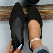 Scarpe casual piatte nere, senza lacci, comode e versatili da indossare per le donne, adatte per tutte le stagioni - nero - Visualizzare 1