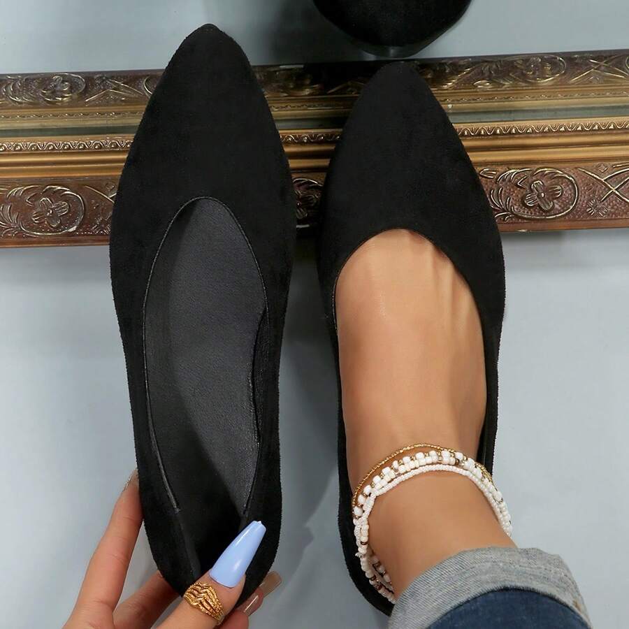 Scarpe casual piatte nere, senza lacci, comode e versatili da indossare per le donne, adatte per tutte le stagioni - nero - Visualizzare 1
