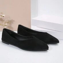 Scarpe casual piatte nere, senza lacci, comode e versatili da indossare per le donne, adatte per tutte le stagioni - nero - Visualizzare 6