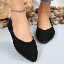 Scarpe casual piatte nere, senza lacci, comode e versatili da indossare per le donne, adatte per tutte le stagioni - nero - Visualizzare 3