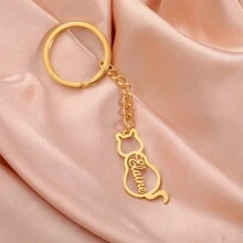 Custom Cute Cat Name Keychain For Women Men Stainless Steel Personalized Customized Car Key Chain Keyring Trinket - Multicolor - View 5
