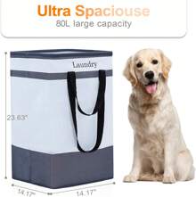 1 Pack/2 Pack Laundry Bin Collapsible Laundry Basket, Laundry Hamper With Extended Double Handle, Foldable Laundry Basket For Laundry - Black - View 5