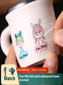 48 水晶标签转移贴纸定制姓名标签纸防水卡通图案转移姓名贴纸透明 - 彩色 - 查看 9