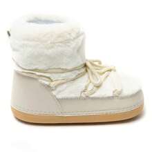 Winter Fashion Plush Patchwork Thick Sole Lace-Up Snow Boots - Beige - View 1