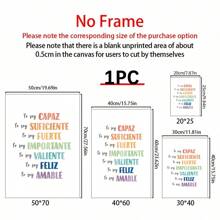 1 张儿童积极肯定墙面艺术海报：每日肯定，客厅、卧室、家庭办公室、浴室、厨房、家居装饰励志艺术，帆布墙海报 - 彩色 - 查看 2