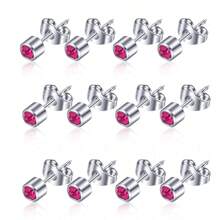 6 perechi de cercei din oțel placat cu aur pentru piercing la ureche, piatră de naștere, CZ, cercei, cercei, bijuterii pentru corp pentru cartilajul tragus