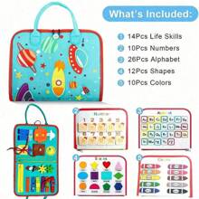 1 Stück Montessori Frühpädagogisches Lernspielzeug, sensorisches Aktivitätsentwicklungsboard für Kleinkinder, Vorschul Stille Buch Beschäftigungsboard Tasche, mit Malboard [Verfügt über Kindergeftifikat]