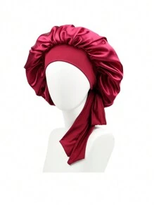 1 件个性化徽标弹力丝带纯色女士长发睡帽、化妆头巾、卷发护理帽 - A - 查看 23