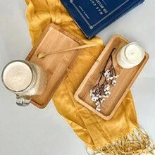 1 件竹托盘，DIY 底座胚胎多肉马赛克杯垫制作材料浴室储物木板罗马疗法洗手液洗发水沐浴露水槽海绵适用于家庭厨房梳妆台客厅油香料瓶杯垫珠宝花盆绿植鱼缸，家居装饰，浴室配件