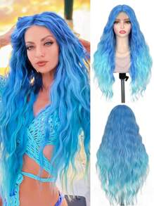 角色扮演长蓝色蕾丝假发美人鱼假发 28 英寸彩色假发长浅蓝色海洋头发假发中分合成假发。逼真的礼品派对金发假发蓝色长假发适合女性日常使用。彩色假发趣味假发适合女性角色扮演日常派对。耐热纤维假发琥珀色蓝色到浅蓝色假发适合音乐节使用等。 - 彩色 - 查看 2