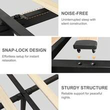 SIBEDS Queen Size Upholstered RGB LED Bed Frame With 2 Storage Drawers & Side Pockets, King Size Platform Bed With Crystal Button Tufted Headboard & Solid Slats, Noise-Free, No Box Spring Needed, Easy Assembly, PU Leather & Soft Velvet - 聚氨酯黑色 - 查看 7