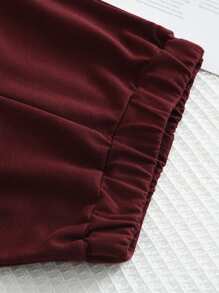 2pcs/Set Young Girl Casual Simple Lapel Striped Long Sleeve Top And Solid Flared Pants Suit, Spring/Autumn