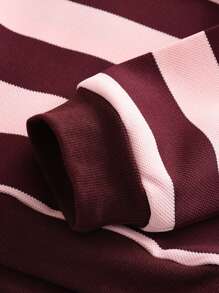 2pcs/Set Young Girl Casual Simple Lapel Striped Long Sleeve Top And Solid Flared Pants Suit, Spring/Autumn