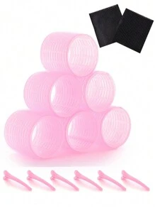 Jumbo Hair Curlers Rollers 2.56in 12pcs/Set Self-Grip Rollers Kit With 6Rollers And 6Clips, Salon Quality Curlers For Diy Hairstyling, Heatless Rollers ,Hair Rollers,Heatless Curls,Hair Curler,Hair Products And Accessories For Barber Salon Beauty Travel Essentials,Back To School,Travel Holiday Essentials,Hair Accessories For Women