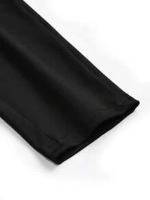 Bộ đồ thể thao 3 món dành cho nữ, làm từ vải dệt kim mềm mại, quần cạp cao và áo ngực thể thao, áo khoác lưới trong suốt dài tay (không kèm phụ kiện) - màu đen - Xem 5