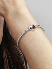 1pc Personalized Custom Photo Bracelet Charm For Women Mother, Mother's Day Father's Day Picture Necklace Charm, Photo Anklet Charm, Heart Picture Beads With Paw Feet Print Gift For Father Daughter Present Girlfriend Wife Best Friend Valentines