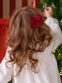2 stuks rode strik haarspeldjes voor meisjes, stoffen bloemen en strass decoratie haarstrikken voor kinderen, elegante haaraccessoires voor peuters dagelijks leven