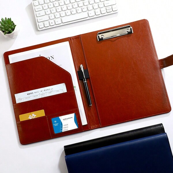 A4 Multifunctional File Folder, PU Leather Document Organizer Clipboard, Office Supplies Folder, Contract, Document, Designer Measurement Book, Business,Back To School,School Supplies