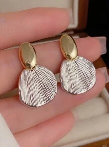 1 Cặp bông tai mặt dây chuyền hình vỏ sò kim loại phóng đại dành cho phụ nữ, thích hợp để đeo hàng ngày, tiệc tùng, dạ hội, đường phố, đi làm, đi chơi, thường ngày, với vẻ ngoài thanh lịch thời trang - Bạc - Xem 6