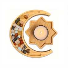 星月两件套托盘，创意竹制月星托盘，精致干果零食木托盘，新月形餐盘，家庭组合托盘，浴室托盘，节日