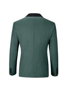 Mens Suits 3 Piece Dark Green Slim Fit Tuxedo Double Breasted Prom Dress Suits Men Jackets Blazer Vest Pants Concert Graduation Season Size XS-3XL Men's Autumn Winter Suit Sets For Wedding Dress Valentine's Day - Dark Green - View 2