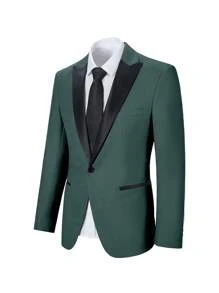 Mens Suits 3 Piece Dark Green Slim Fit Tuxedo Double Breasted Prom Dress Suits Men Jackets Blazer Vest Pants Concert Graduation Season Size XS-3XL Men's Autumn Winter Suit Sets For Wedding Dress Valentine's Day - Dark Green - View 4