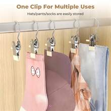 10 piezas de pinzas para tender ropa de acero inoxidable, ganchos plegables multifuncionales de 3 formas, con revestimiento antideslizante y anticorrosión, para el almacenamiento y secado del hogar de bufandas, pantalones, etc. - Multicolor - Ver 2