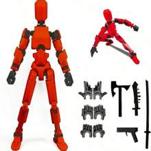 1 conjunto de bonecos humanoides móveis articulados, que precisam ser montados manualmente, incluindo: humanoide + 3 pares de mãos + baguete + arma + machado + espada + faca, podem ser posicionados em uma variedade de formas e estilos interessantes. Modelos de pintura humanoides impressos em 3D de robótica faça você mesmo