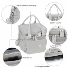 Túi đeo vai Tote dung tích lớn, Túi giữ nhiệt chống thấm nước cho bữa trưa du lịch ngoài trời, Túi đựng thức ăn trưa dã ngoại hai lớp giữ nhiệt Hộp đựng thức ăn trưa Hộp đựng thức ăn trưa Túi đựng thức ăn trưa Túi đựng thức ăn trưa cho giáo viên trường học nữ Túi đựng đồ ăn trưa cho lớp học cắm trại Túi đựng đồ ăn trưa Bento - trắng - Xem 2