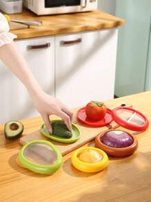 1 hộp đựng rau củ quả tái sử dụng, hộp đựng màng co giãn đựng trái cây, rau củ, hành tây, chanh, bơ cắt đôi có nắp đậy kín, hộp đựng thực phẩm và hộp đựng trái cây trang trí Giáng sinh - Nhiều màu - Xem 6