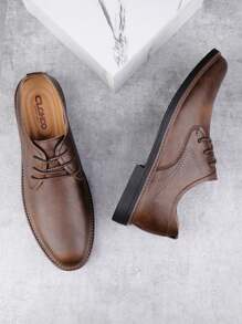 CLOHOO CLOHOC Brand Genuine Leather Handmade Men's Shoes, Business Casual Leather Shoes, Breathable Soft Bottom Comfortable Classic Lace-Up Men Shoes - Brown - View 6