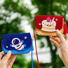 1pc DIY Crossbody Bag Hand-Sewn Material Bag Kindergarten Parent-Child Nonwoven Gift Homemade Coin Purse