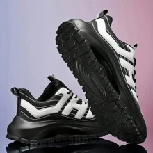 男士系带休闲运动鞋 - 时尚色彩 - 适合户外跑步、锻炼 - 黑色 - 查看 3