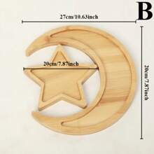 星月两件套托盘，创意竹制月星托盘，精致干果零食木托盘，新月形餐盘，家庭组合托盘，浴室托盘，节日