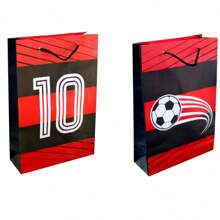 Red And Black Or White And Black Football Paper Bags Size M 25x17x6cm 10 To 100 Units For Birthday Souvenir Surprise Party - Đỏ và đen - Xem 4
