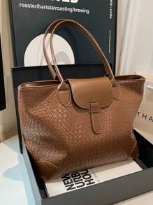 新款复古风格大容量手提包，适合日常通勤和旅行 - 棕色 - 查看 8